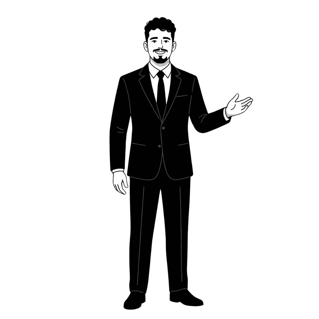 Consultor de Marketing Digital en traje saludando