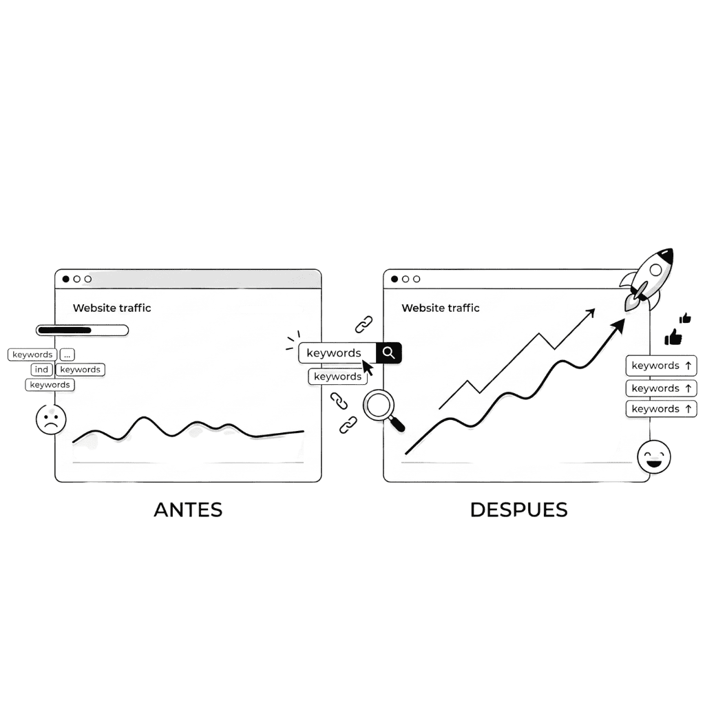 Antes y después de aplicar mi servicio SEO