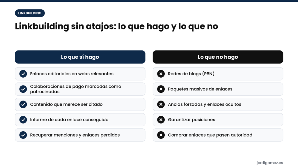 Que hago y que no hago (linkbuilding)